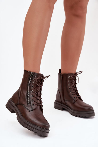 Jezzi Women's Eco Leather Worker Boots featuring a stylish zippered design, crafted by Step in Style, ideal for everyday urban fashion in sizes EU 36-41.