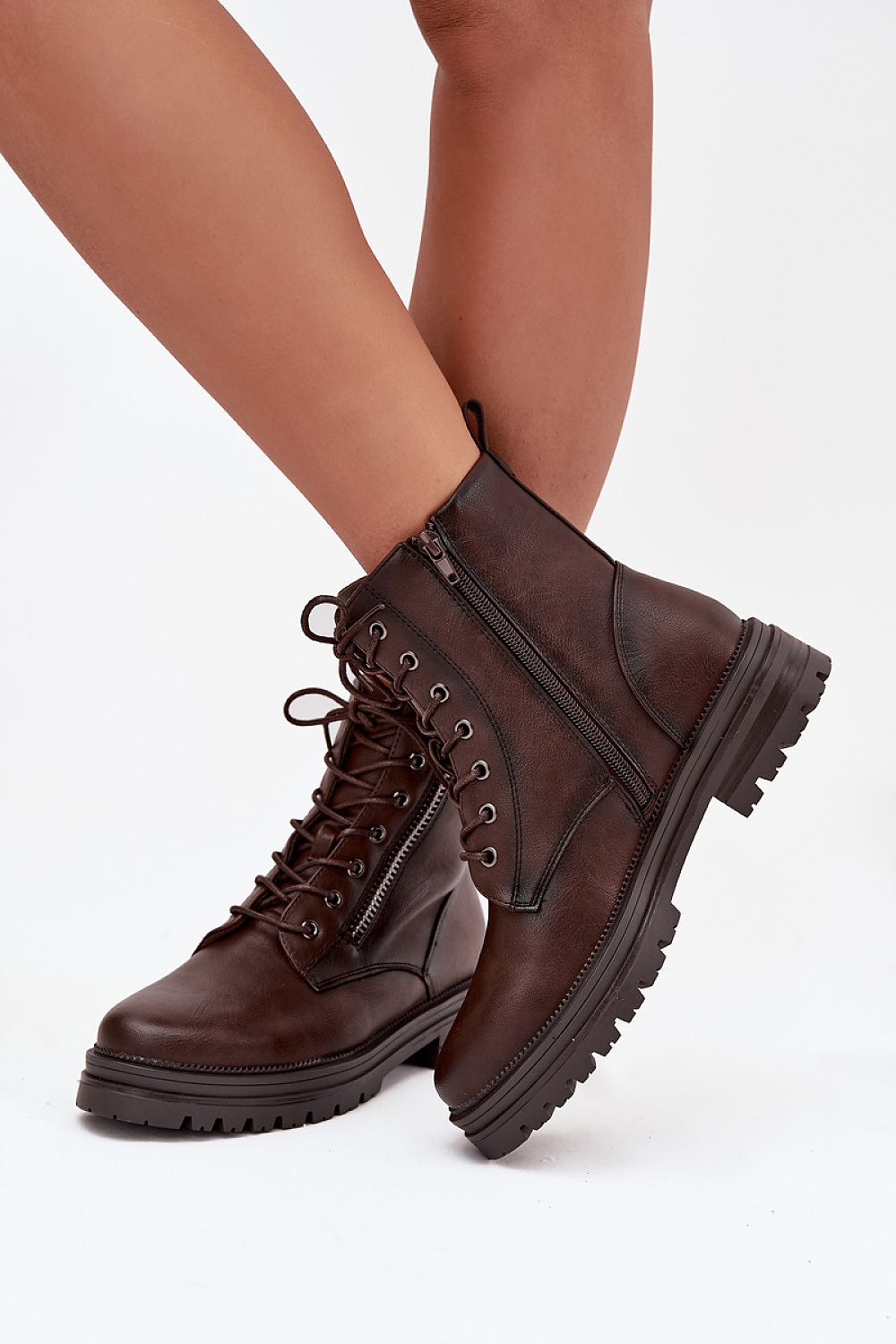 Jezzi Women's Eco Leather Worker Boots with stylish zippered design, ideal for urban fashion. Crafted by 'Step in Style', featuring high-quality artificial leather, comfort-fit, and suitable for EU sizes 36-41.