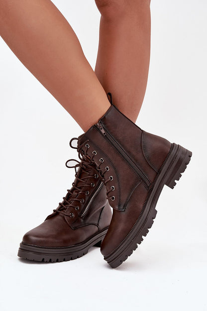 Jezzi Women's Eco Leather Worker Boots with stylish zippered design, ideal for urban fashion. Crafted by 'Step in Style', featuring high-quality artificial leather, comfort-fit, and suitable for EU sizes 36-41.