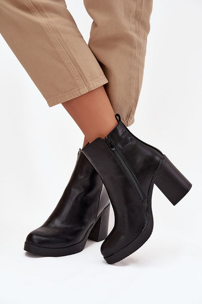 Luxury women's eco leather ankle boots from Step in Style, designed with an 8.5cm stable heel and convenient side zipper for effortless elegance.