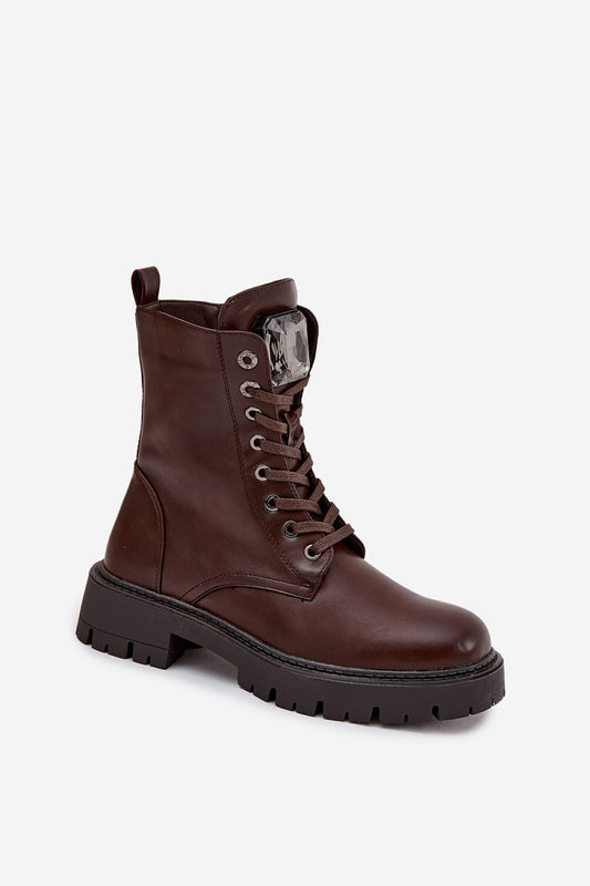 Stylish EU 36-41 insulated eco leather boots for women by Step in Style, showcasing a harmonious blend of fashion and functionality with durable laces and a sleek zipper.