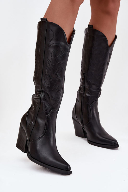 Elegantly designed Women's eco-leather cowboy boots by Step in Style, featuring an 8cm heel and slip-on design.