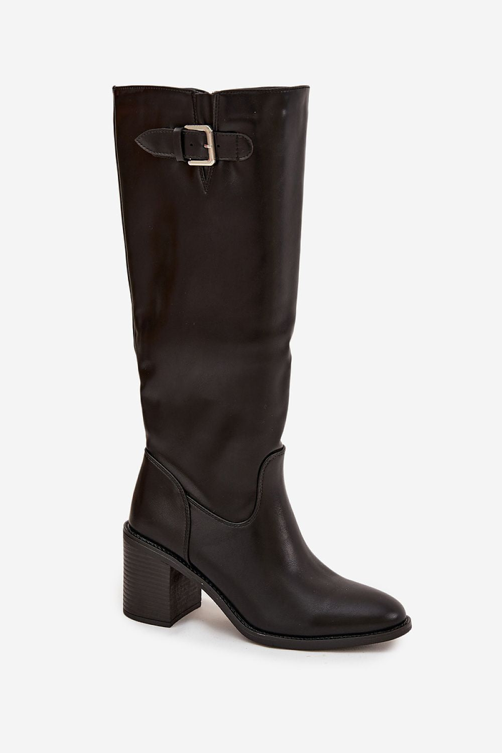 Elegant eco leather heel boots for women by Step in style, featuring a stylish zipper and decorative buckle, perfect for chic autumn looks.
