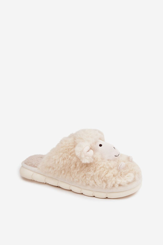 Soft, comfortable fur slippers for women adorned with a charming sheep design from Step in Style, ideal for chilly days.