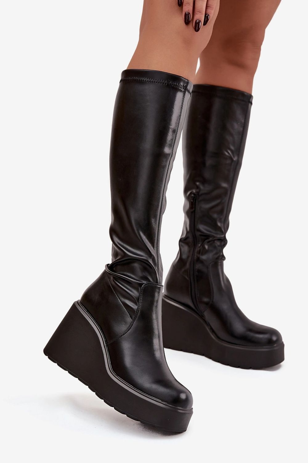 Luxury women's eco-leather wedge heel boots from Step in Style, combining comfort and elegance for any occasion.