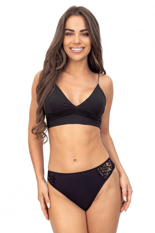 Luxury Lace T-Back Women's Briefs by Donna featuring elegant design with lace inserts for feminine allure and a medium waist for comfort.