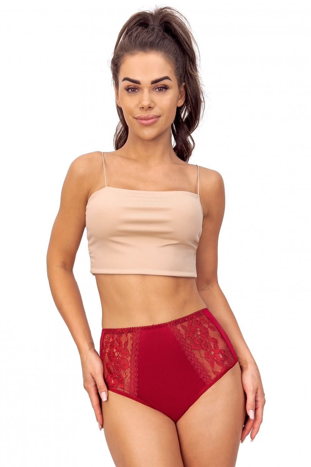 Luxury high-waisted viscose briefs with lace inserts from Donna, showcasing elegance and comfort for women.