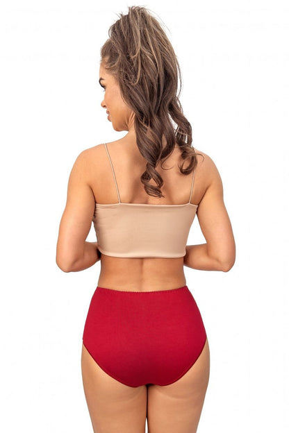 Stylish presentation of Donna's women's high-waisted viscose briefs, designed for a perfect fit with delicate lace accents.