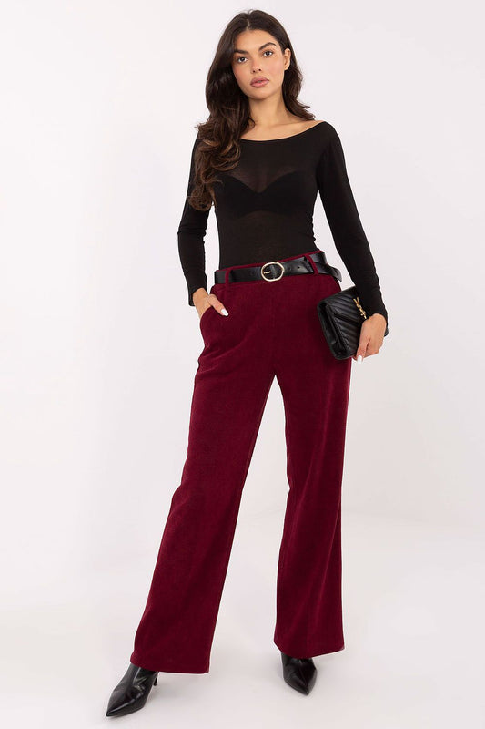 Elegant Women's Wide Leg Corduroy Trousers with High Waist and Pockets by Italy Moda, showcasing luxurious texture and perfect fit, ideal for sophisticated casual wear.
