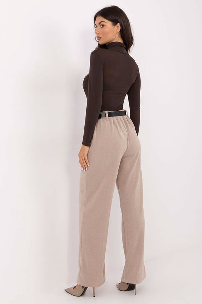 Elegant Women's Wide Leg Corduroy Trousers from Italy Moda featuring a high waist and pockets in soft polyester blend fabric.