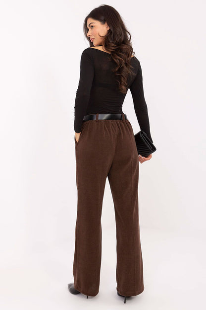 Close-up of the luxurious fabric of Elegant Women's Wide Leg Corduroy Trousers by Italy Moda, featuring rich corduroy texture and high-quality finish.