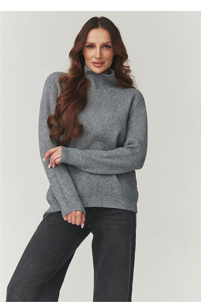Makadamia Women's elegant turtleneck sweater in soft ribbed knit, showcasing a sophisticated autumn-winter look, size EU 0, perfect for stylish layering.