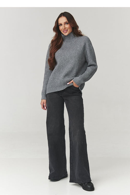 Elegant Makadamia women's turtleneck sweater in soft ribbed knit, presenting a luxurious autumn-winter look, size EU 0.