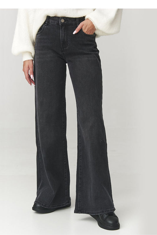 Stylish Makadamia MEGA BAGGY Jeans showcasing ultra wide leg soft denim trousers in a luxurious urban fashion style, perfect for sizes EU 36-42.