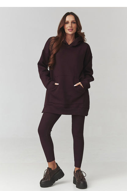 Makadamia's luxury women's set showcasing matching oversized hoodie and leggings, ideal for stylish comfort.