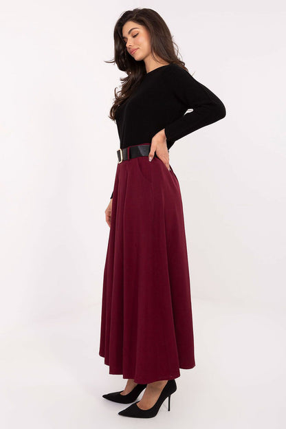 Luxurious Elegant Long Flared Maxi Skirt with Godets by Italy Moda, showcasing a fanned silhouette and airy fabric blend of viscose and polyester.