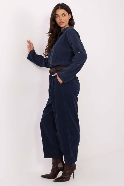 High-quality polyester loose fit trousers by Italy Moda, perfect for versatile styling from casual to elegant.