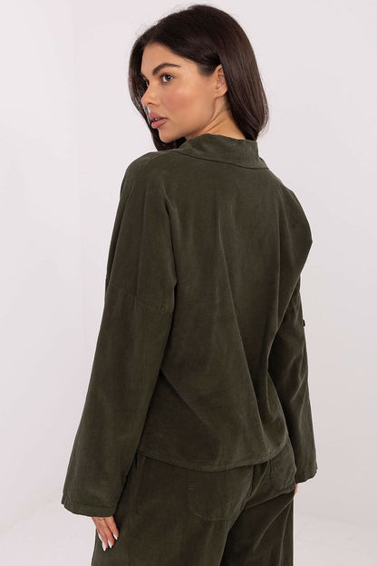 Back view of the Luxury Women's Long Sleeve Corduroy Shirt by Italy Moda, highlighting the modern tailoring and comfortable fit in EU Size 0.