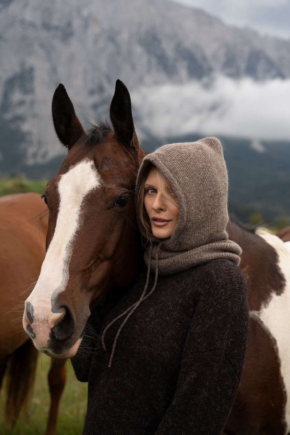 Elegant design of Luxury Awama Balaclava Neck Warmer Hat in chic neutral tones, ideal for stylish winter outings.