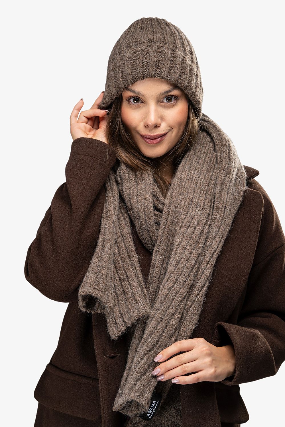 Elegant kid mohair and wool blend hat by awama, showcasing simplicity and luxury for everyday wear.