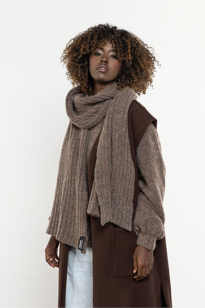 Stylish long scarf made of premium kid mohair and wool by Awama, ideal for adding warmth and sophistication to any winter outfit.