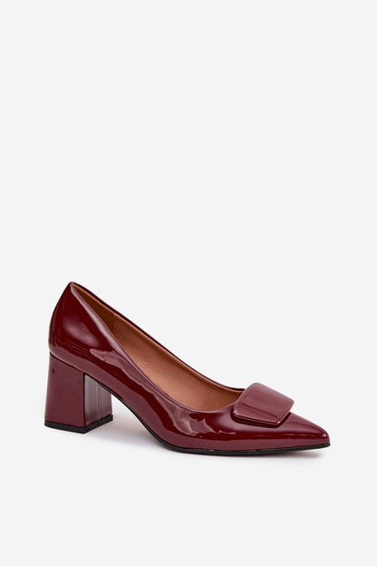 Side view of Women's Eco-Leather Block Heel Pumps illustrating the 7 cm heel height and sophisticated silhouette, created by Step in style.