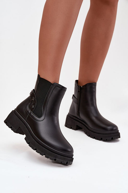 Luxurious elegant women's jodhpur ankle boots in eco leather by Step in style, featuring a stylish zipper and a stable block heel for comfort.