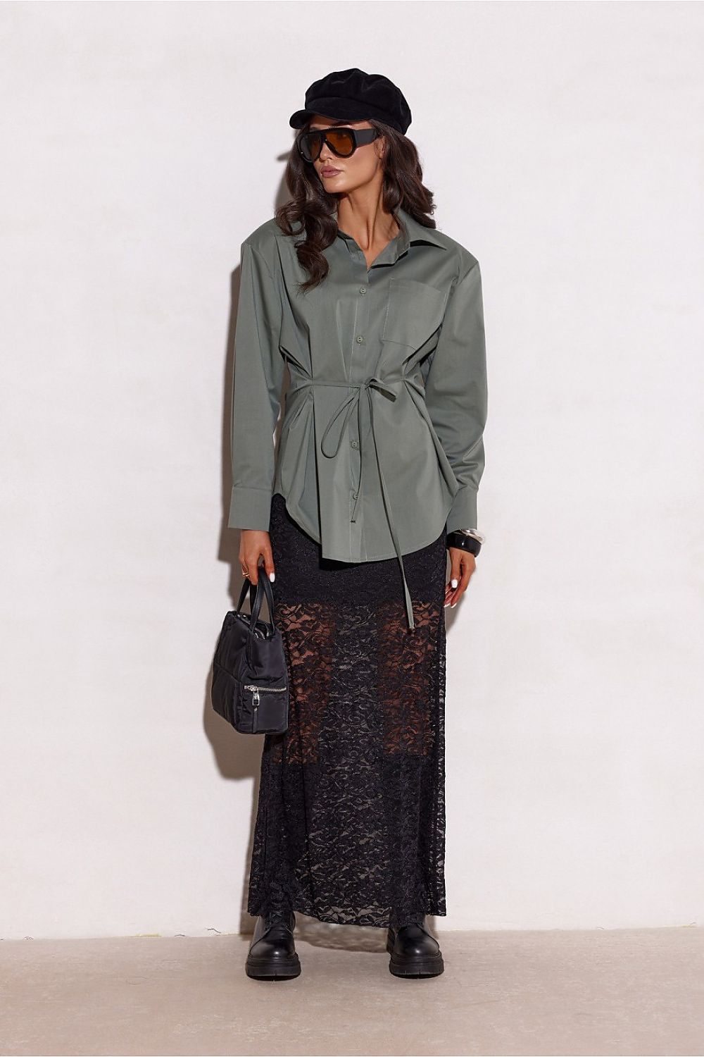 Elegant long sleeve cotton blend shirt by Roco Fashion, showcasing a classic cut and sophisticated style, ideal for office or evening wear.