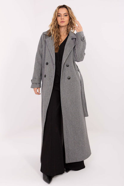 Chic women's long coat with waist tie and smooth pattern by Factory Price, ideal for adding style and elegance to any outfit.
