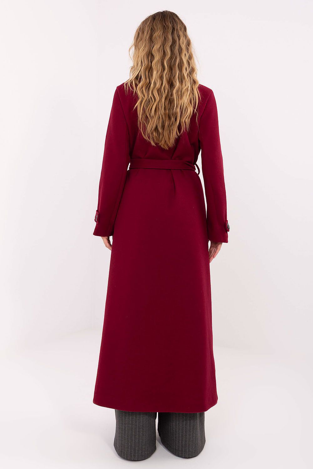 Luxurious women's long coat from Factory Price, equipped with a waist tie belt and a flattering fit, suitable for casual to formal occasions.