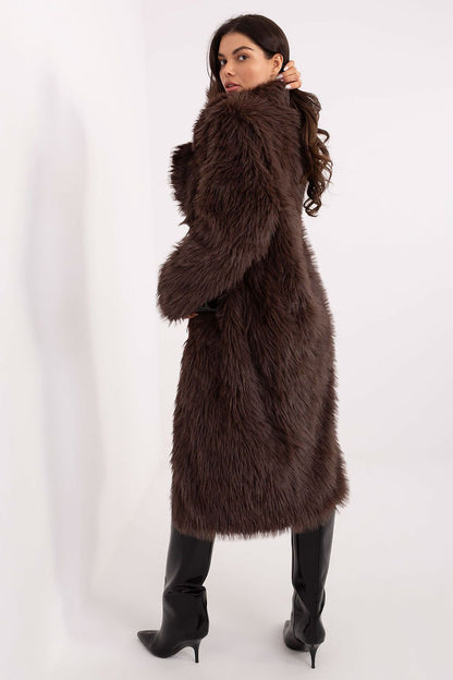 Stylish long fur coat for women in EU size 0, featuring a chic design, made from high-quality polyester by Factory Price, perfect for colder seasons.