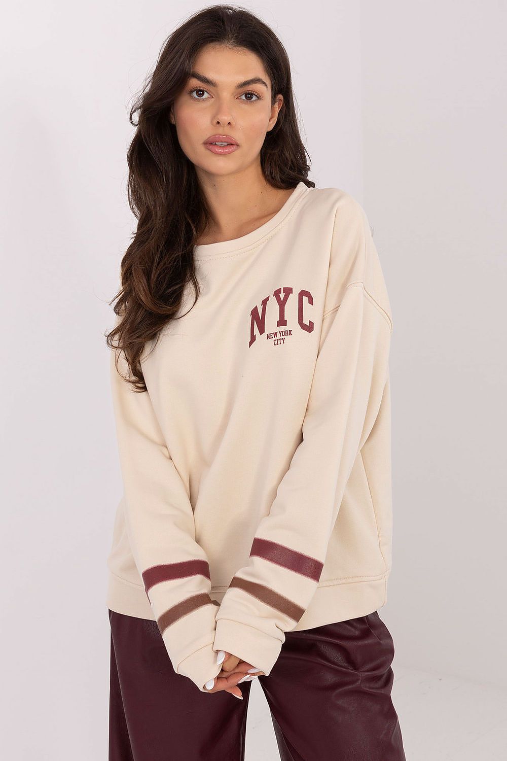 Chic Women's Casual Sweatshirt by Factory Price, designed with contrasting stripe details and a soft fabric blend for effortless style.