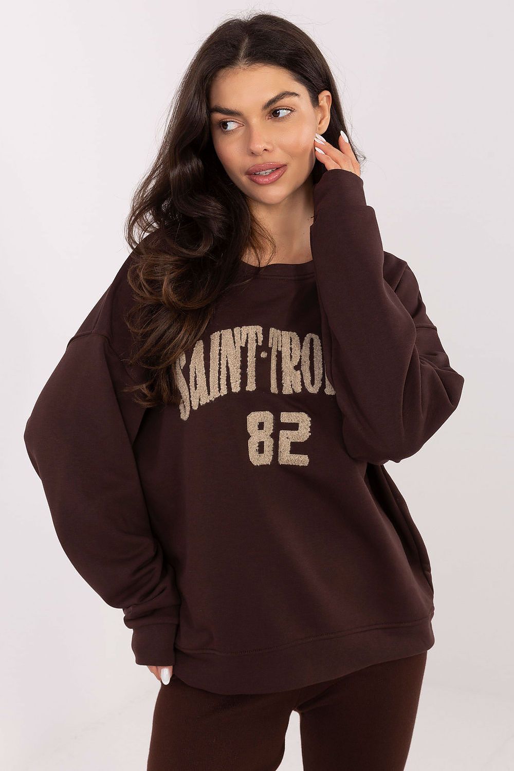 Luxurious women's cotton-blend sweatshirt by Factory Price in size EU 0, featuring a stylish print and comfortable long sleeves for everyday elegance.