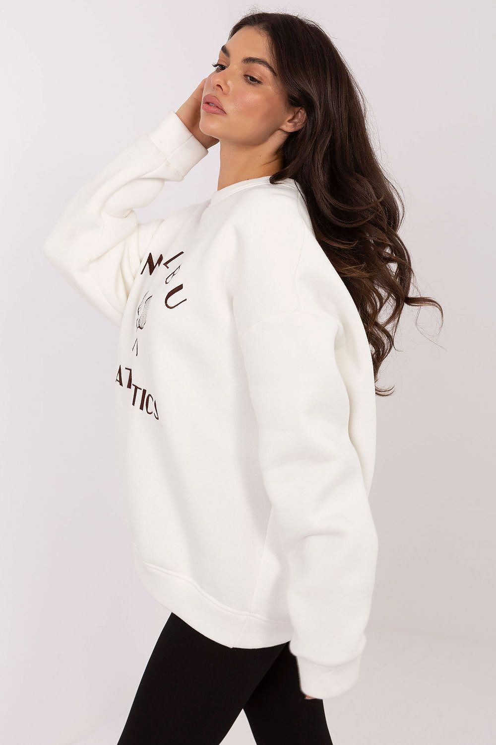Elegant flat lay of Factory Price's luxury women's sweatshirt highlighting its classic round neckline and embroidered charm, perfect for casual attire.