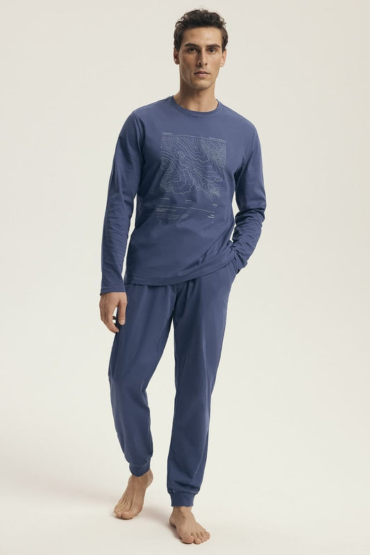 Luxury Henderson Men's Cotton Pyjama Set featuring an adjustable waist, elegantly packaged in a gift box, showcasing modern comfort and style.