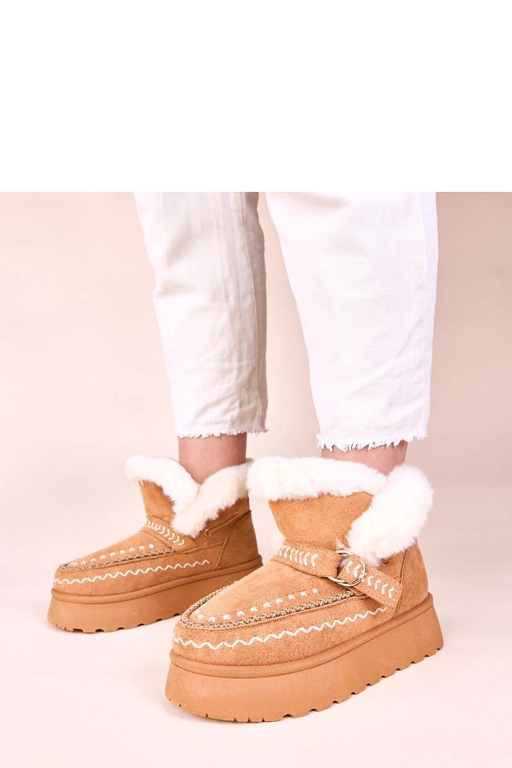 Luxurious Gemre Women's Brown Snow Boots Ciana featuring exquisite decorative embroidery, perfect for winter elegance.