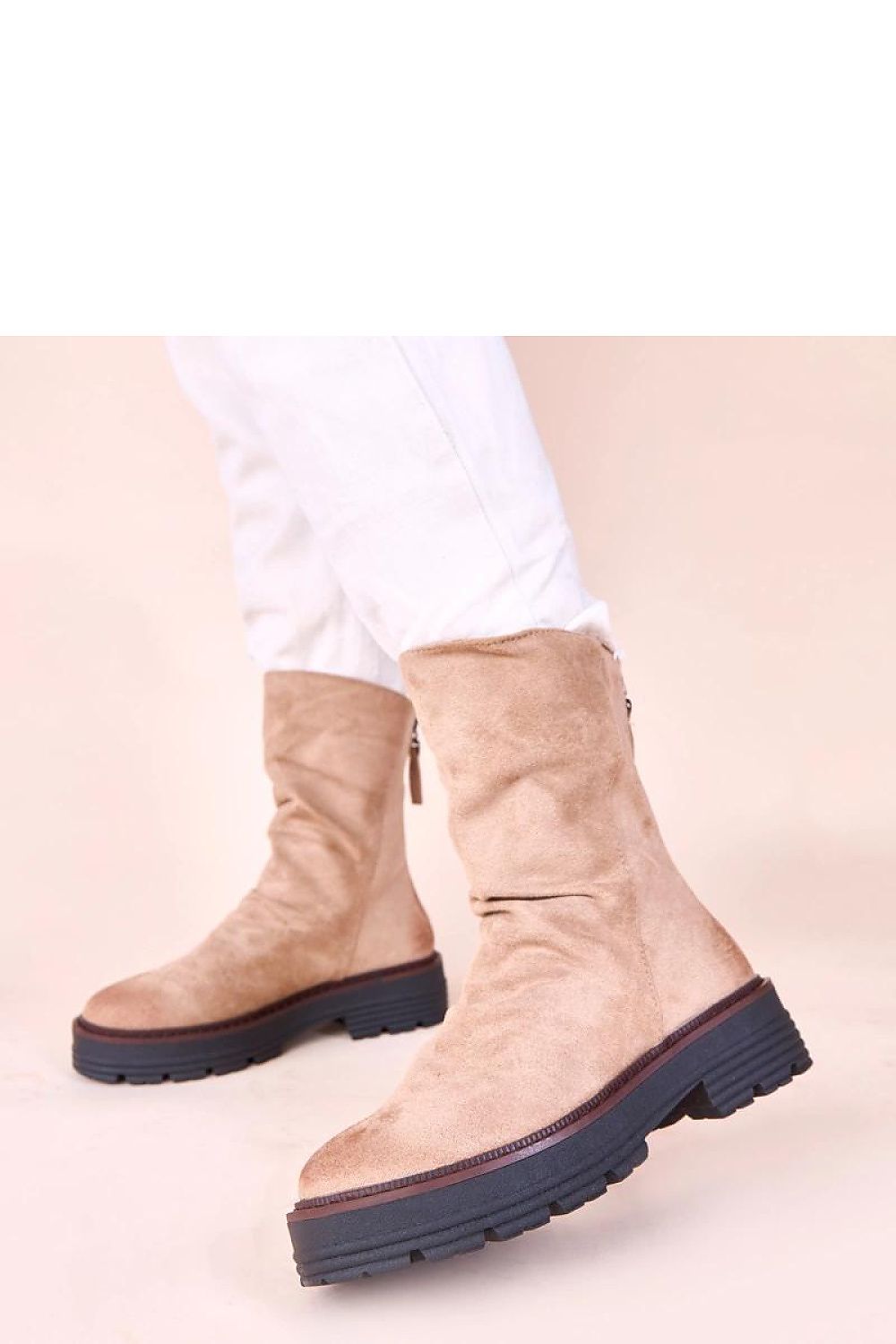 Gemre beige Arlea ruched front ankle boots styled elegantly for everyday wear, featuring a flat design and high-quality construction by Solea.