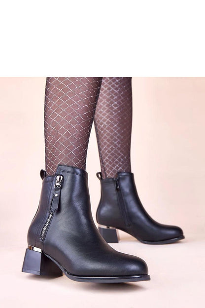 Solea Black Block Heel Ankle Boots with Metallic Insert Istina, showcasing elegant design and stylish comfort for women, perfect for any occasion.