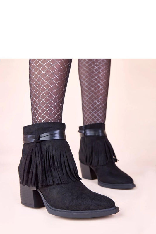 Elegant black fringed ankle boots by Solea featuring a stylish 8cm stiletto heel, perfect for adding sophistication to any outfit.