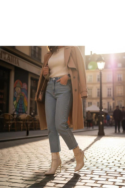 Luxurious beige ankle boots with a stunning gold stiletto, crafted for comfort and elegance.