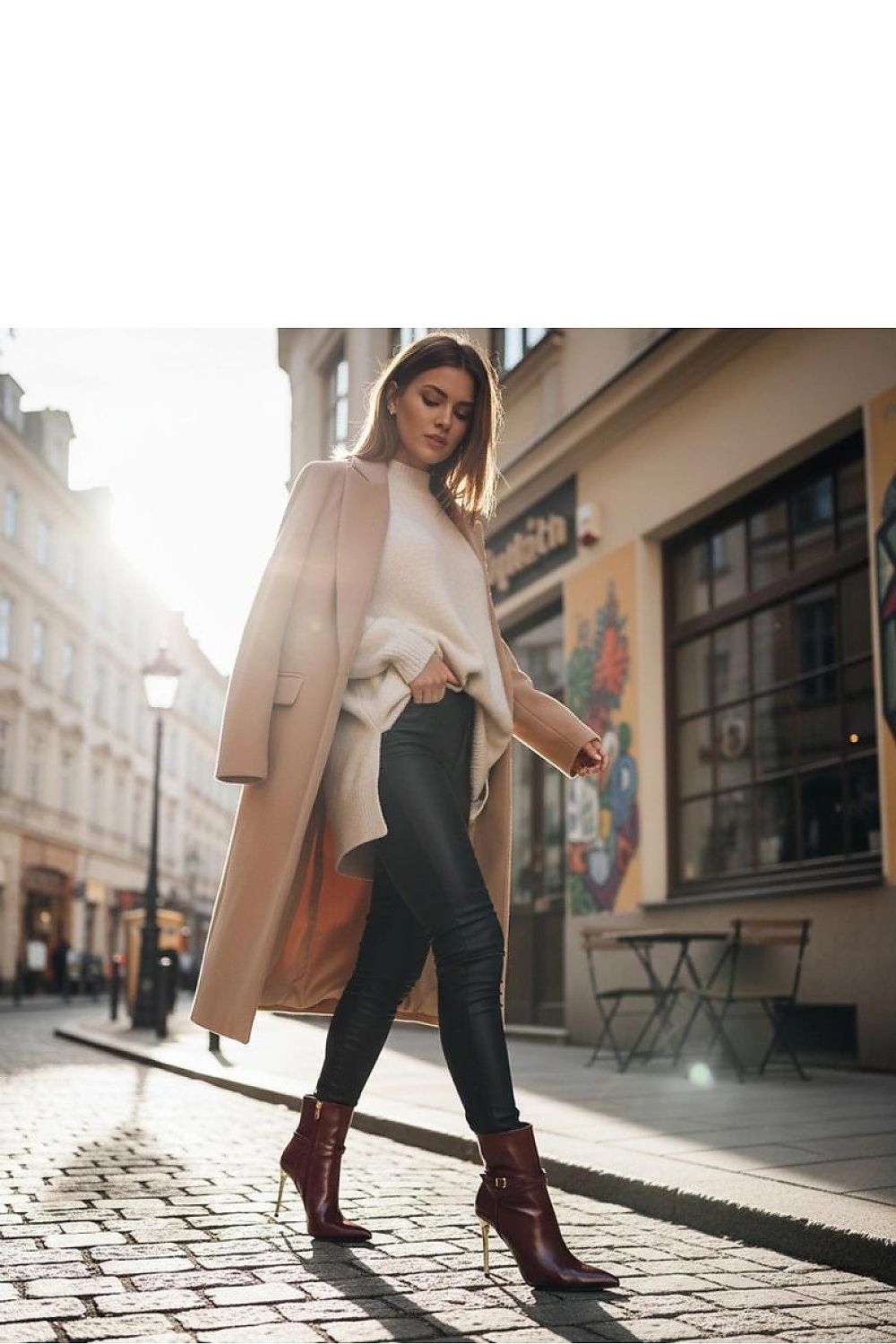 Versatile beige ankle boots with eye-catching gold stiletto heel, perfect for day and night style transitions.