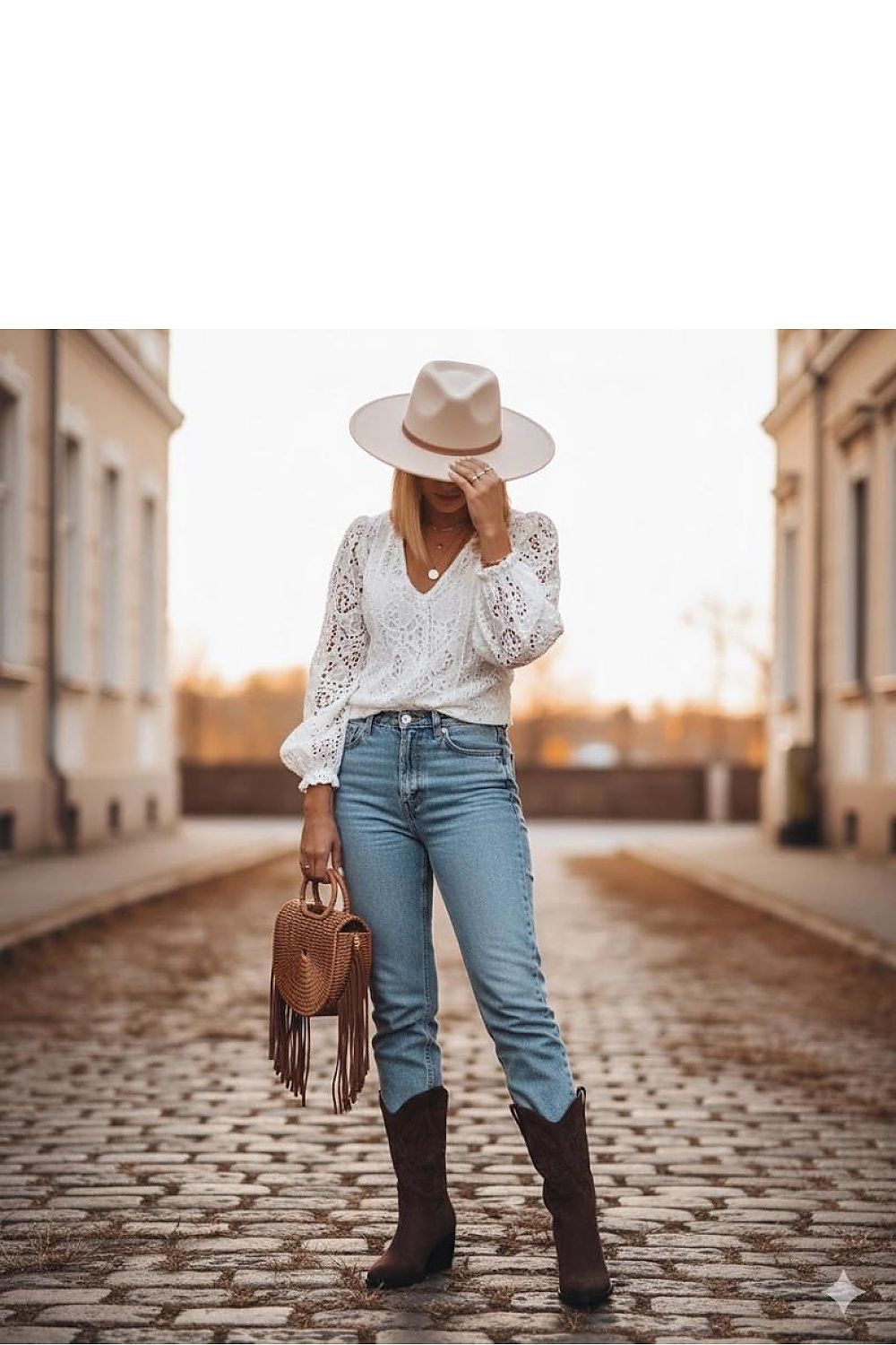 Close-up view of luxurious brown cowboy stiletto boots with ornate embroidery details, designed for both comfort and sophistication.