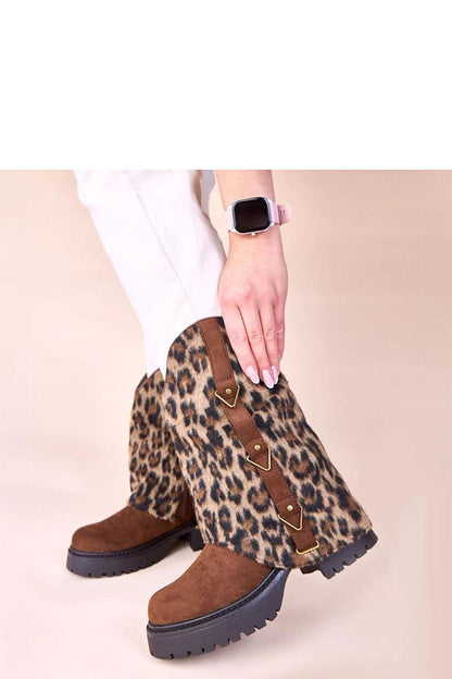 Solea Kaylia ankle boots in black with a chic leopard-print rolled shaft, perfect for versatile outfits.