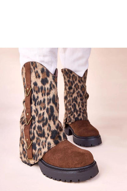 Stunning black ankle boots by Solea with a distinctive leopard-print rolled shaft, embodying comfort and style.