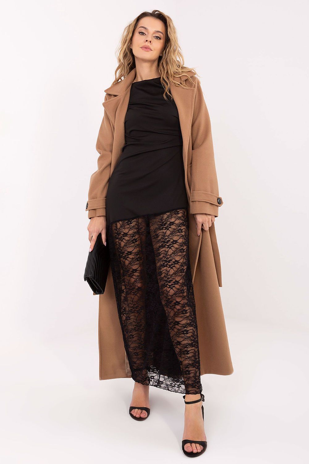 Italy Moda boat neckline long sleeve maxi dress displayed elegantly, highlighting its refined simplicity and stylish design.