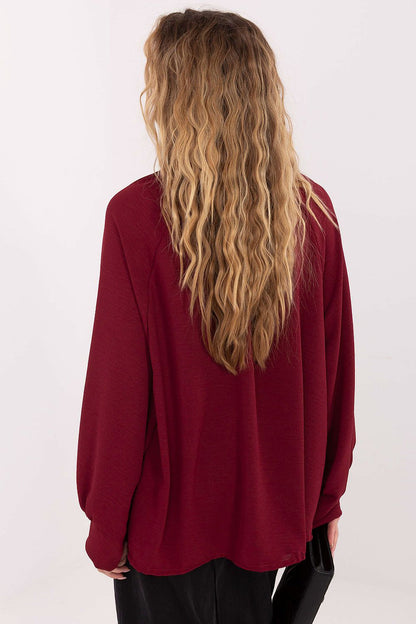 Full view of Italy Moda's elegant viscose blouse, expertly draped, perfect for both casual and formal occasions.