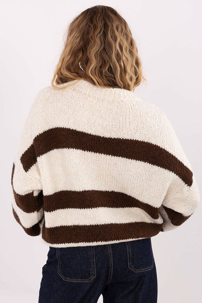 Soft and stylish Italy Moda oversized sweater for women, offering a blend of comfort and sophistication with its striped pattern and classic cut.
