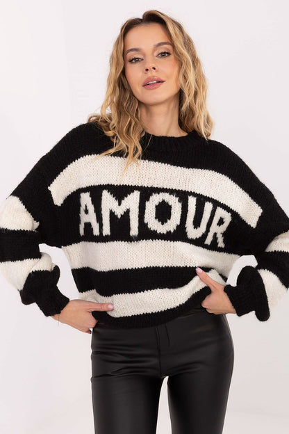 Italy Moda casual oversized women's sweater with long sleeves and round neckline, perfect for layering in modern wardrobe styling.