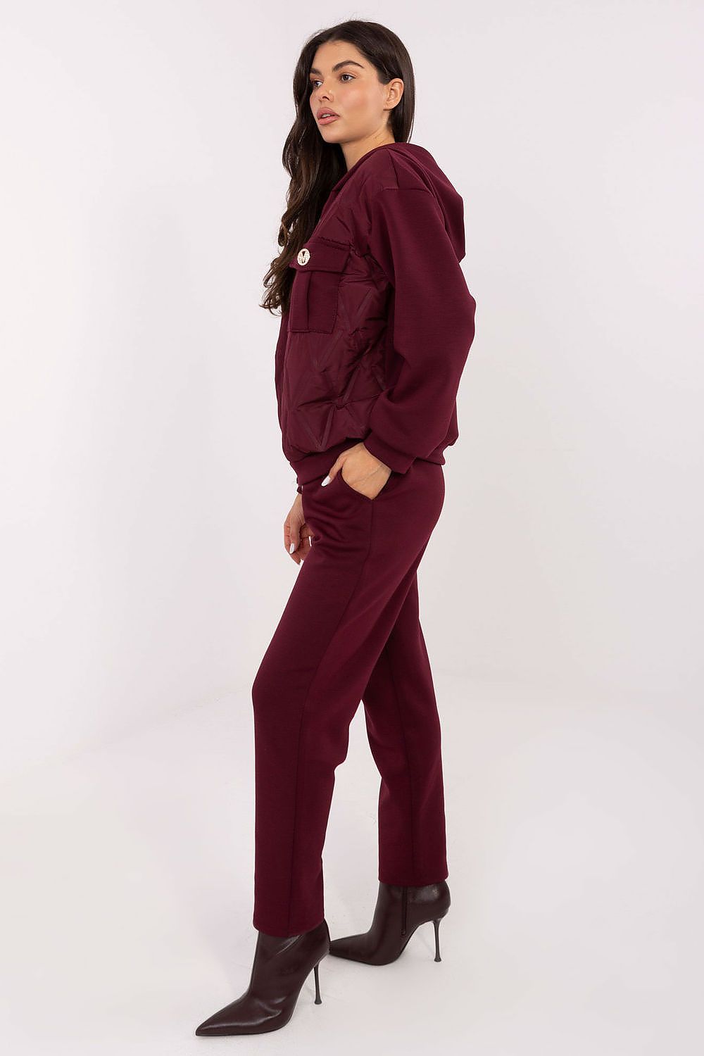 Luxurious Italy Moda women's stylish hoodie tracksuit set showcasing a comfortable viscose blend, perfect for casual elegance.