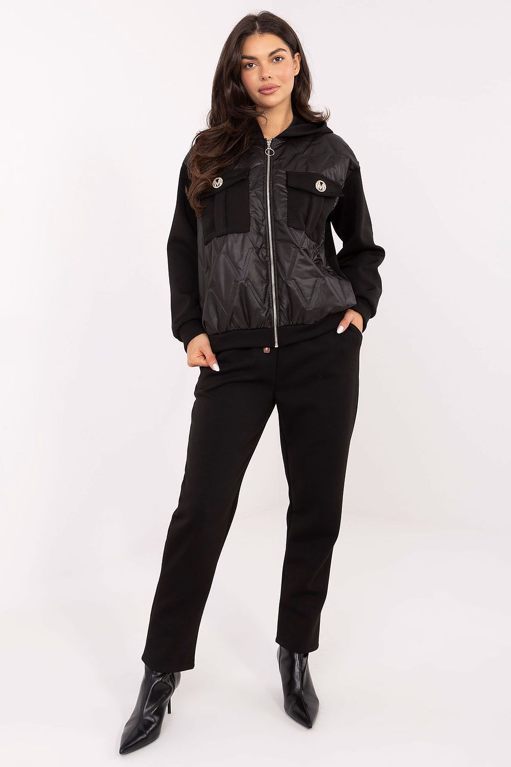 Italy Moda women's tracksuit set in exquisite viscose blend, highlighting the luxurious texture and contemporary design for a fashionable look.